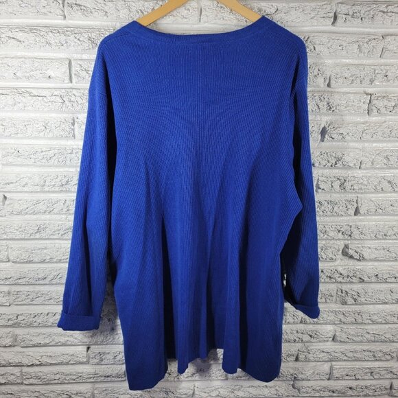 Susan Graver QVC Women Sweater 2X Plus Cardigan Open Blue Cuff Sleeve SWE71E - Picture 7 of 11